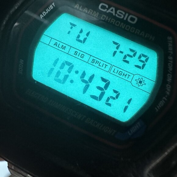 Casio Digital Watch Men Black Chronograph Silver Tone Stretch Band DW-290 T - Picture 3 of 10